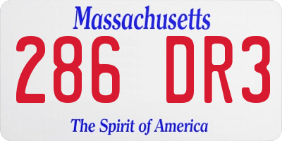 MA license plate 286DR3