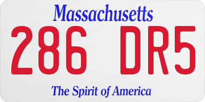 MA license plate 286DR5