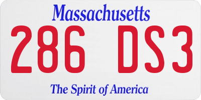 MA license plate 286DS3