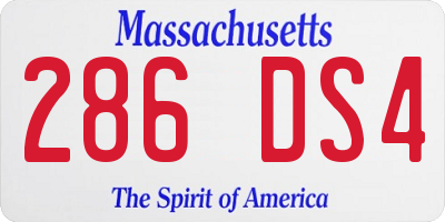 MA license plate 286DS4