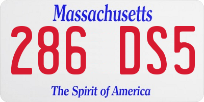 MA license plate 286DS5