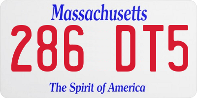 MA license plate 286DT5