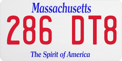 MA license plate 286DT8