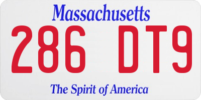 MA license plate 286DT9