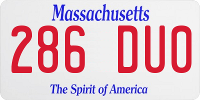 MA license plate 286DU0