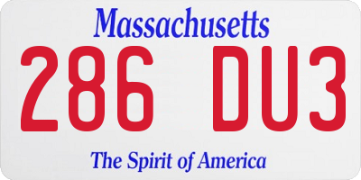 MA license plate 286DU3