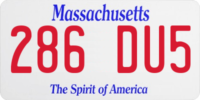 MA license plate 286DU5