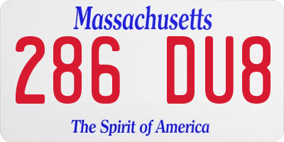 MA license plate 286DU8