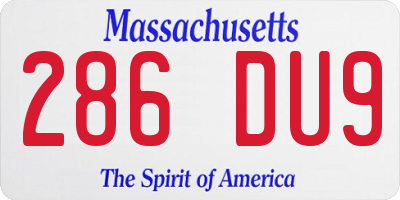 MA license plate 286DU9