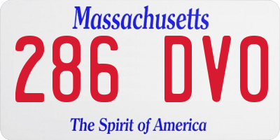 MA license plate 286DV0