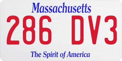 MA license plate 286DV3