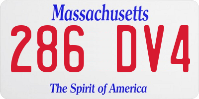 MA license plate 286DV4