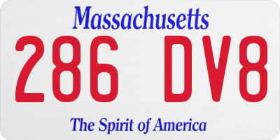 MA license plate 286DV8