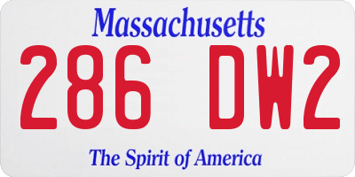 MA license plate 286DW2