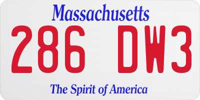 MA license plate 286DW3