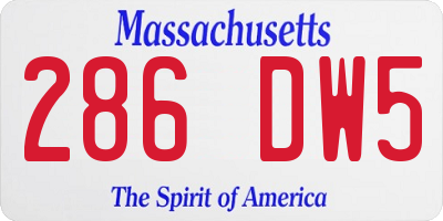 MA license plate 286DW5