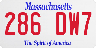 MA license plate 286DW7