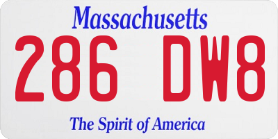 MA license plate 286DW8