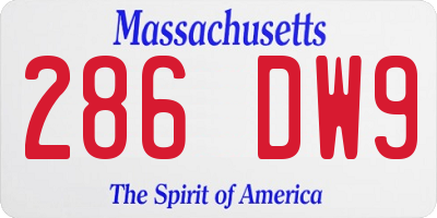 MA license plate 286DW9