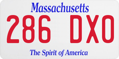MA license plate 286DX0