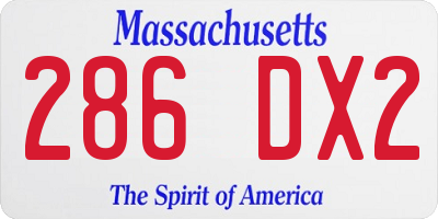 MA license plate 286DX2