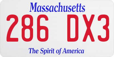 MA license plate 286DX3