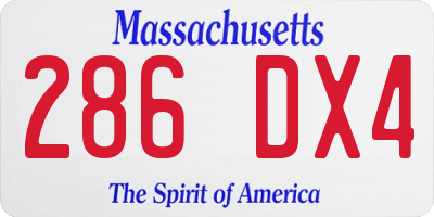 MA license plate 286DX4
