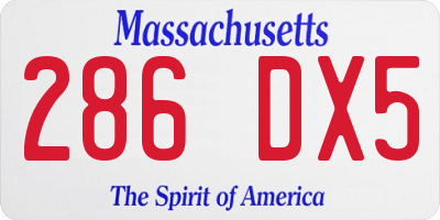 MA license plate 286DX5