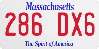 MA license plate 286DX6