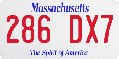 MA license plate 286DX7