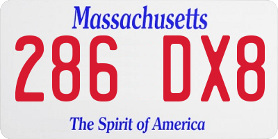 MA license plate 286DX8