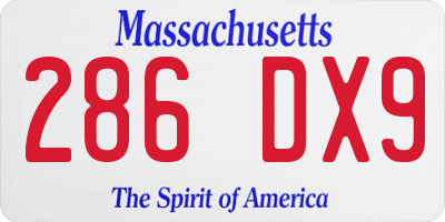 MA license plate 286DX9