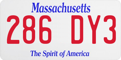MA license plate 286DY3