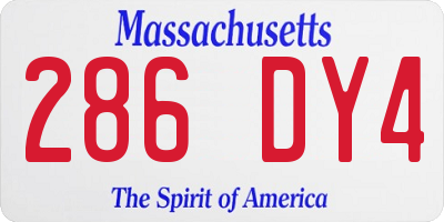 MA license plate 286DY4