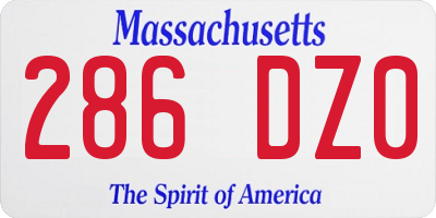 MA license plate 286DZ0