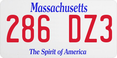 MA license plate 286DZ3