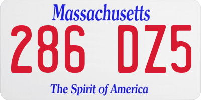 MA license plate 286DZ5