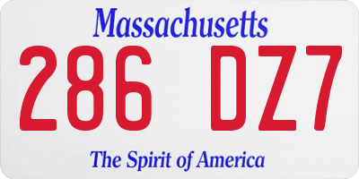 MA license plate 286DZ7