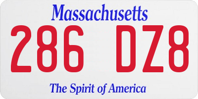 MA license plate 286DZ8