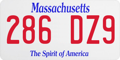 MA license plate 286DZ9
