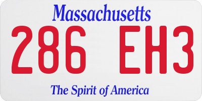 MA license plate 286EH3