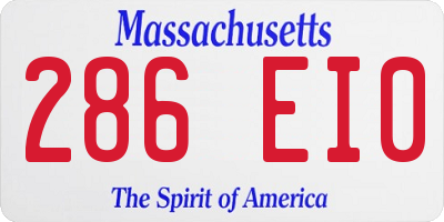 MA license plate 286EI0