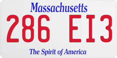 MA license plate 286EI3