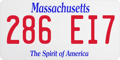 MA license plate 286EI7