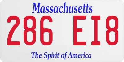 MA license plate 286EI8