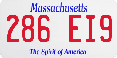 MA license plate 286EI9