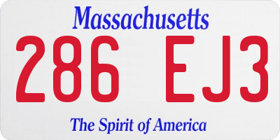 MA license plate 286EJ3