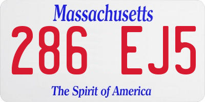 MA license plate 286EJ5