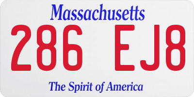 MA license plate 286EJ8