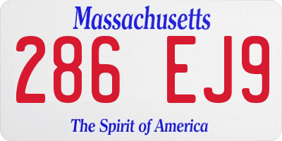 MA license plate 286EJ9
